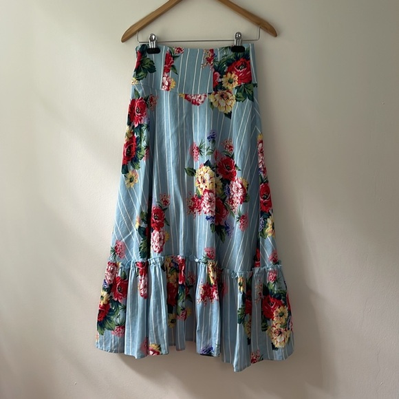 Maeve by Anthropologie Linen-Blend Floral Midi Skirt 0 Rodeo Maximalist - Picture 4 of 6